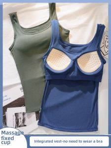 Beauty Back Underwear One-Piece Vest Long Pure Cotton Fixed Cup Autumn Fitness Yoga Sports Bottoming Vest Bra
