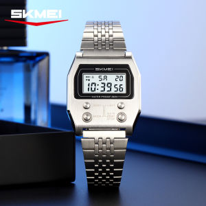 SKMEI 2460 Fashion Brand Mens Electronic Watch Multifunction Luminous Calendar Waterproof Steel Strap Sport Men Digital Watches