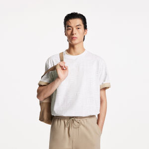 เสื้อยืดแขนสั้นผ้าฝ้ายแท้ Jack Jones สำหรับผู้ชาย ฤดูใบไม้ร่วง 2025 ลายพิมพ์เต็มตัว ลายตัวอักษร ทรงหลวม คอกลม ทรงหลวม