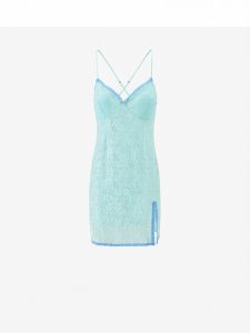 Mybody | Summer New Design Lingerie Style Straps Cross Back Contrast Lace Padded Slip Dress
