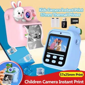 57mm Thermal Printer & Kids Camera Print Digital Dual Lens HD 1080P Video 32G Memory-card for Children Birthday Gifts