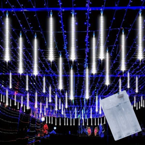 8 หลอดฝนดาวตก LED ไฟแบตเตอรี่ AA Falling Raindrop Fairy String Light สําหรับคริสต์มาส Holiday Party Patio Decor 30 ซม.