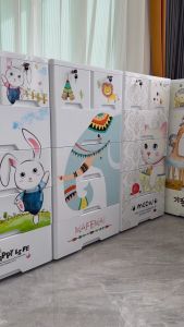 HEINOกว้าง58cmลิ้นชักเก็บของลายการ์ตูนตู้เสื้อผ้าตู้เก็บของแบบหลายชั้น ไม่มีกลิ่น ปลอดสารพิษ 6ชั้น5ชั้น4ชั้น3ชั้น