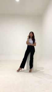 Coachluk Highwaist Kulot Jeans Loose 882 Celana Panjang Jeans Wanita Longgar Korean Style Premium Hitam Benang Strip Putih 27-34