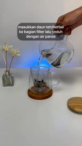 COD Cepat Kaca Borosilikat Teko Gelas Cangkir Teh Kaca Tea Cup Mug with Infuser Filter - Bening C225