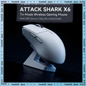 ATTACK SHARK | ATTACK SHARK X6 Wireless Gaming Mouse Wired/2.4G/BT5.2 Tri-Mode 80M HUANO Pink Spots Switch Magnetic RGB Dock
