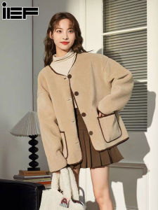 IEF เสื้อโค้ทแลมโบลสำหรับผู้หญิงเสื้อขนแกะหลวม 2024