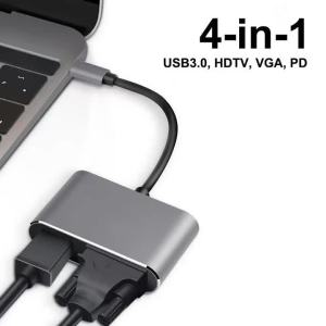 Bộ Chuyển Đổi USB C Hub Cho MacBook Air HDTV4K VGA 1080P Cổng USB 3.0 Sạc PD 100W Tương Thích Với MacBook iPad