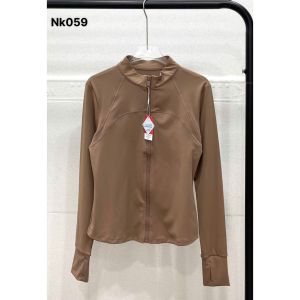 Áo khoác nữ tập gym yoga aerobic thể thao NK khóa kéo tà bầu chất liệu thun lạnh thoáng mát BINSPORTS A307