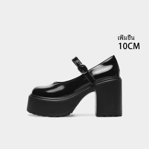 ญี่ปุ่น Ulovaizen Mary Jane รองเท้าเดี่ยว 10 ซม.เพิ่มความสูงด้านล่างหนา ผู้หญิง รองเท้า เรียบง่าย สไตล์ ระบายอากาศได้ดี Chunky Heel รองเท้าส้นสูง อินเทรนด์