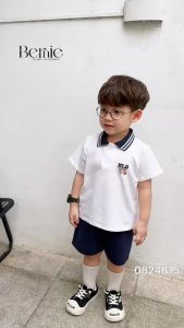Bộ quần áo set polo cộc tay cho bé trai 1 đến 7 tuổi phong cách hàn quốc đi học BERNIE 0824B15