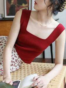 Vintage French Design Short V-neck Tank Top