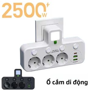 Ổ Điện Gắn Tường Chuẩn EU Với 3 Cổng USB Ổ Cắm Điện Đa Năng Cho Nhà Ở Văn Phòng Chất Liệu Nhựa Không Nối Đất