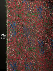 ผ้าปักลายเรขาคณิตสีแดงแบบผสมสำหรับผ้าคลุมที่นอน DIY ดีไซเนอร์ อุปกรณ์งานฝีมือจากจีนแผ่นดินใหญ่