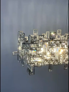 ⭐Garansi & 3 Warna⭐ Lampu Gantung Kristal 100cm Mewah Sederhana Meja Makan Ruang Tamu Restoran Kristal Chandelier Modern cxq