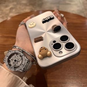 เคสโทรศัพท์ซิลิโคนป้องกันการตกหล่นแบบเต็มจอ 3 มิติสีเงินอวกาศสำหรับ Apple 17 รุ่นใหม่ iPhone 17 ปกป้อง Apple 16 ป้องกันการตกหล่น Apple 15