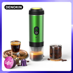 DENOKIN 3-in-1 เครื่องชงกาแฟแคปซูลดิจิตอลจอแสดงผลเครื่องชงกาแฟเอสเปรสโซแบบพกพาสําหรับรถยนต์ & Home Camping Coffee Maker