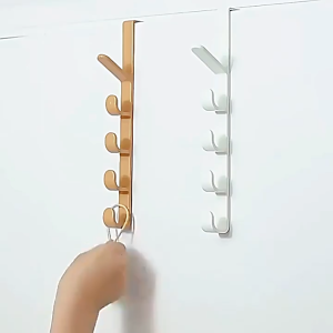 JS SHOP Portable Coat Hook Behind Door Towel Hook Seamless Hook Multifunctional Five-section Hook