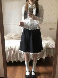 Casual High Waist Pleated Half Skirt Womens Spring Autumn Carbon Grey Lace Trim A-Line Versatile Midi Skirt Korean Style