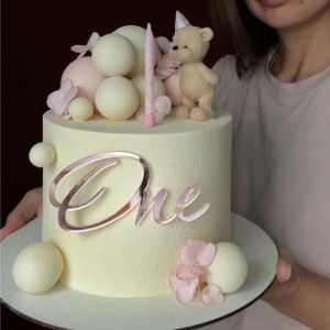 1ชิ้นของตกแต่งหน้าเค้กอะคริลิคสำหรับปาร์ตี้วันเกิดของเด็กแรกของตกแต่งหน้าเค้กวันเกิดของทารกปาร์ตี้เค้กแบบ DIY อุปกรณ์ประดับตกแต่ง