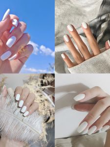 Pure White Wearable Nail Tips Square Head Medium Long False Nails Finished Product Maternity Womens Beauty Tools