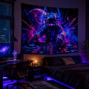Vikama Ảo Giác Ngoài Hành Tinh Khoa Học Viễn Tưởng Neon Phi Hành Gia Tấm Thảm Galaxy Bàn Xoay Điện Tử Thẩm Mỹ Phòng Khách Phòng Ngủ Trang Trí Treo Tường