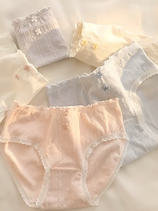 5 Piece Girl baby cotton panties for women pure cotton breathable 5A antibacterial crotch mid-waist girl solid color underwear student briefs pants