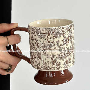 Retro Brown Fox Ceramic Mugs Large Capacity Mid-century Modern Style Orange Limit Edition Gift for Everyone from China