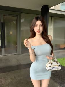 Váy Ngắn Hở Vai Gợi Cảm Mùa Hè Cho Nữ Váy Chữ a Xếp Ly Eo Cao Váy Ngắn Thường Ngày Bằng Vải Polyester Dài Tay Tròn