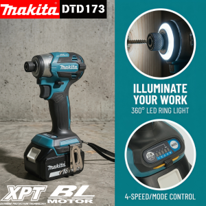 Makita | Makita Bare DTD173 Cordless Impact Driver 18V Brushless 180Nm T Mode Ring LED For Household Woodworking Jobs