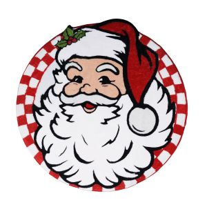 VIKAMA Giáng Sinh Nháy Mắt Ông Già Noel Tròn Thảm Tắm Kẻ Sọc Đỏ Hoạt Hình Xmas Thảm Cho Phòng Tắm Hiên Nhà Ngày Lễ Trang Trí Nhà Chống Trơn Trượt Chống Phai Màu