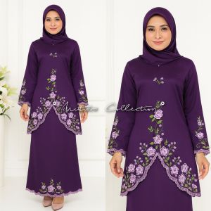 SETELAN BAJU KURUNG BORDIR BUNGA TIMBUL SINGIT