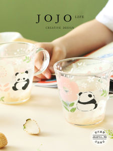 Panda Pattern High Borosilicate Glass Mug JOJOS L. PD Taboo Small Batch Home Use Modern Simple Style round Shape 400ml Capacity
