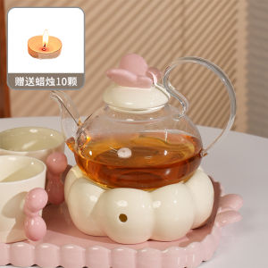 Good-looking Glass Scented Teapot Suit Flowers and Plants Fruit Tea Set Candle Heating Afternoon Tea Teapot Scented Tea Cup Heat-Resistant