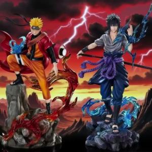 Bandai | New 20cm Anime Naruto Figure Uzumaki Naruto Uchiha Sasuke Action Statue Pvc Statue Desktop Ornament Collectible Model Toy Gift