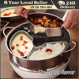 Stainless Steel Steaming Plate Fan Shaped Divided Steaming Plate Household Food Steaming Bowl Kitchen Accessories