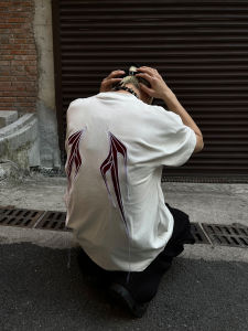 Loose Geometric Technology Wings Tassel Embroidered Short Sleeve T-Shirt for Men And Women Summer Casual Cotton Top