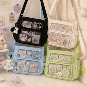 College Ita Bag Transparent Crossbody Shoulder Bag Large Capacity Messenger Bag for School Cute Anime Accessories