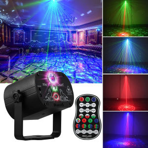 Angelila LED Party Light DJ Disco Lights Projector Stage Projection Effect Laser Light Mini Flash Strobe Light RGB Color by Sound Activated Remote Control for Stage Lighting Christmas Parties