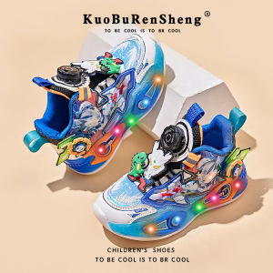 KUOBURENSHENG | New Boys Light-up Rotating Button Anti-slip Breathable Shoes