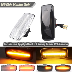 1Pc / 2Pcs Dynamic LED Side Marker Turn Signal Light Indicator Sequential Flowing Smoke Clear Lens Fender Lamp Blinker For Nissan Sentra N16 G10 Sunny 2000-2012 Teana J31 Murano Z50 2003-2008