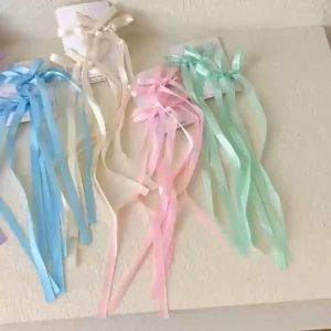EMS Fashion Long Hair Ribbon Bowknot Duckbill Clip Hairpin Bangs Accessories for Sweet Girls