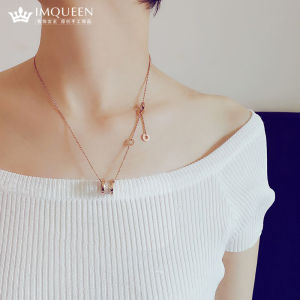 Versatile Titanium Steel Pendant Necklace Men Women Style Little Waist Couple Choker Fashion Jewelry Accessory Full of Diamonds