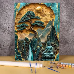 Diy Painting By Numbers Tree Buddha Picture Paint By Numbers On Canvas Bedroom Wall Home Decoration Adults Number Drawing