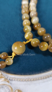Chuỗi 108 hạt đá Mắt Hổ vàng tâm size hạt 8.3 li phối lu thống mã não vàng bánh xe mã não đá mắt mèo phong cách bình an may mắn | Hoa Minh Gem
