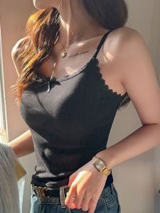 MiiOW | Áo ba lỗ ren Pure Desire dành cho nữ Áo ngực có đệm Áo ba lỗ một mảnh mùa hè 2025 Áo ba lỗ cotton pha trộn mặc trong và ngoài