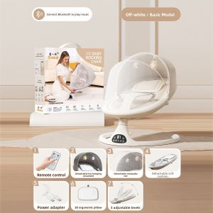 KIUMO Electric Baby Rocking Chair with Silent Universal Wheels Portable Baby Bouncer for Newborns and Infants Gentle Oscillation Comfortable Soft Material for Sleeping and Relaxing