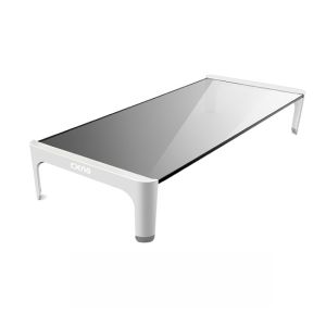 CXNO Computer Monitor Screen Riser Stand USB Office Desktop Laptop Heightening Base Desk Organizer Modern Simple Glass Shelf