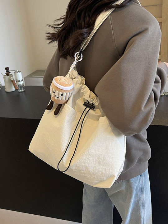 Cosbai - Canvas Small Tote with Plaid Patterns