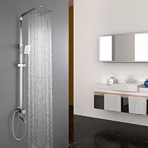 3-in-1 Premium 304 Stainless Steel Quad-Directional Square Single-Cold Shower Set with Faucet